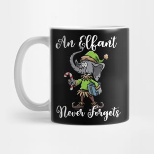 Christmas Elephant Funny Elf Costume An Elfant Never Forgets Mug